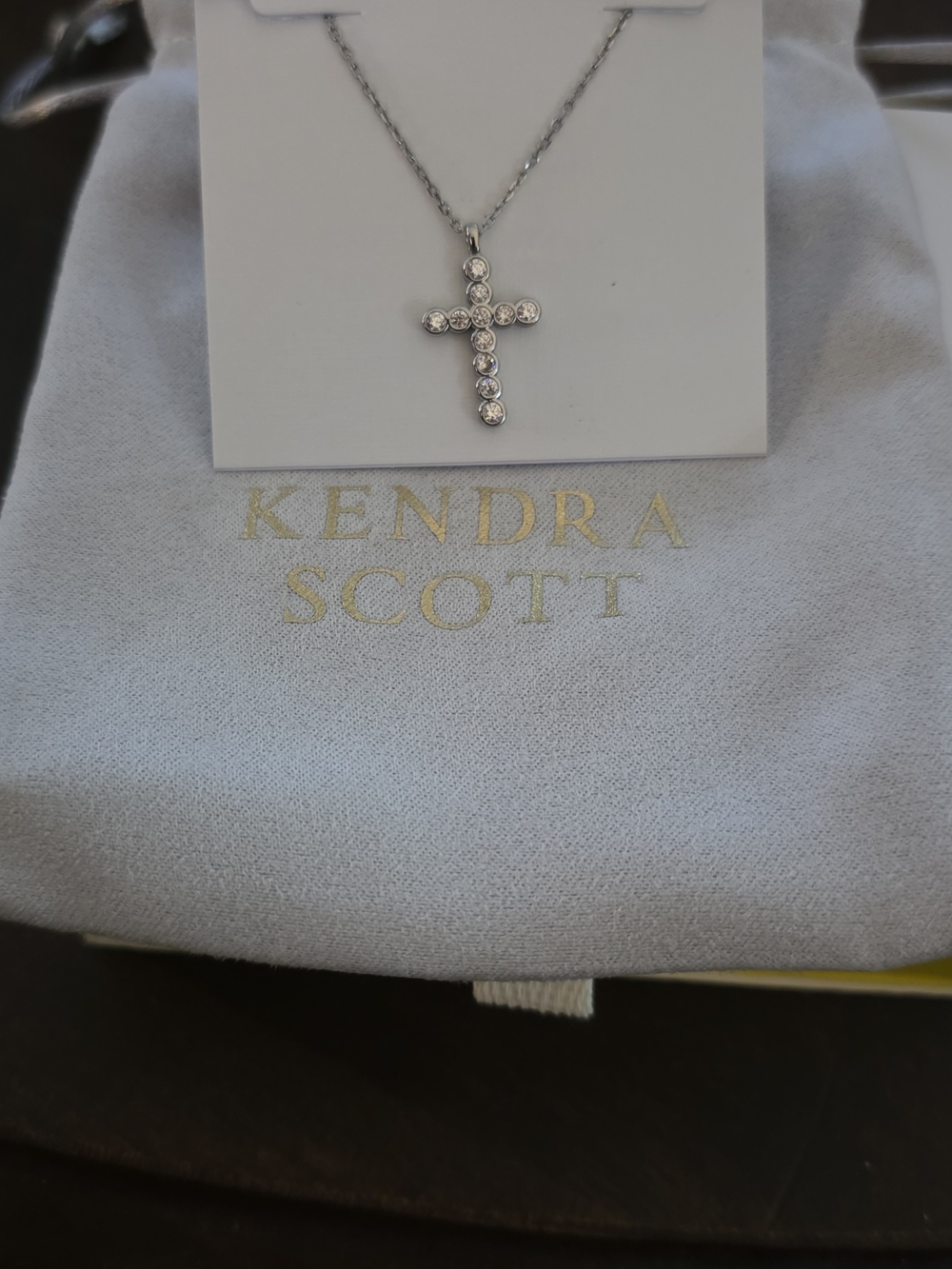 Kendra Scott Silver Cross Pendant Necklace - Clear Crystal